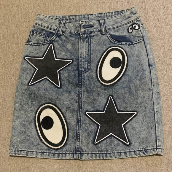 Mini Cream Korea denim skirt - Picture 1 of 4